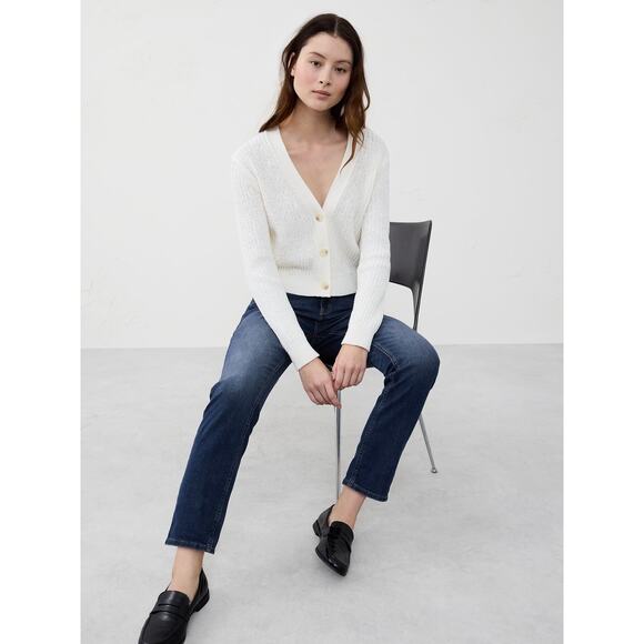 [Banana Republic] Dark Wash High Rise Ankle Length Girlfriend Fit Jeans Sz 29/8 - Picture 2 of 12